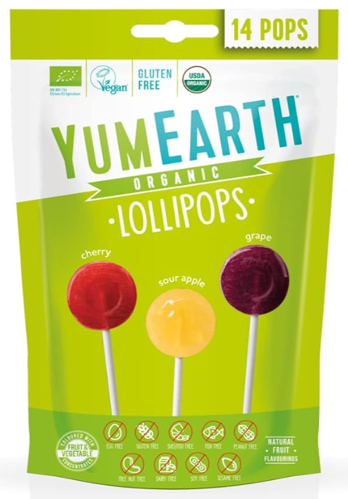 Yum Earth Organic Sour Lollipops - 14 pcs